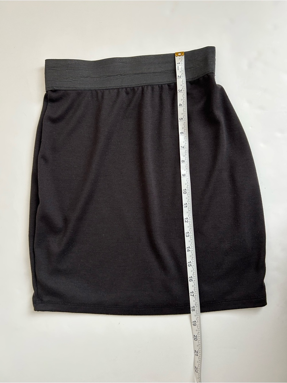 Black Stretch Knit Knee Length Pencil Skirt with Elastic Stretch Waistband Sz XS - Picture 4 of 5